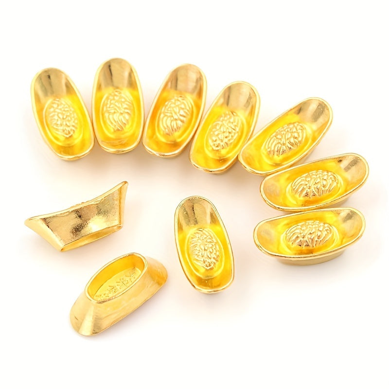 10pcs Chinese Golden Ingot Lucky Yuanbao Decor For Fortune