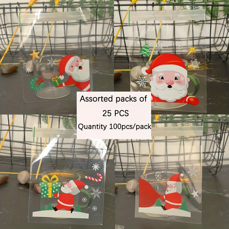 100pcs Assorted 25 Bags Opp Christmas Baking Packaging Biscuit Bag