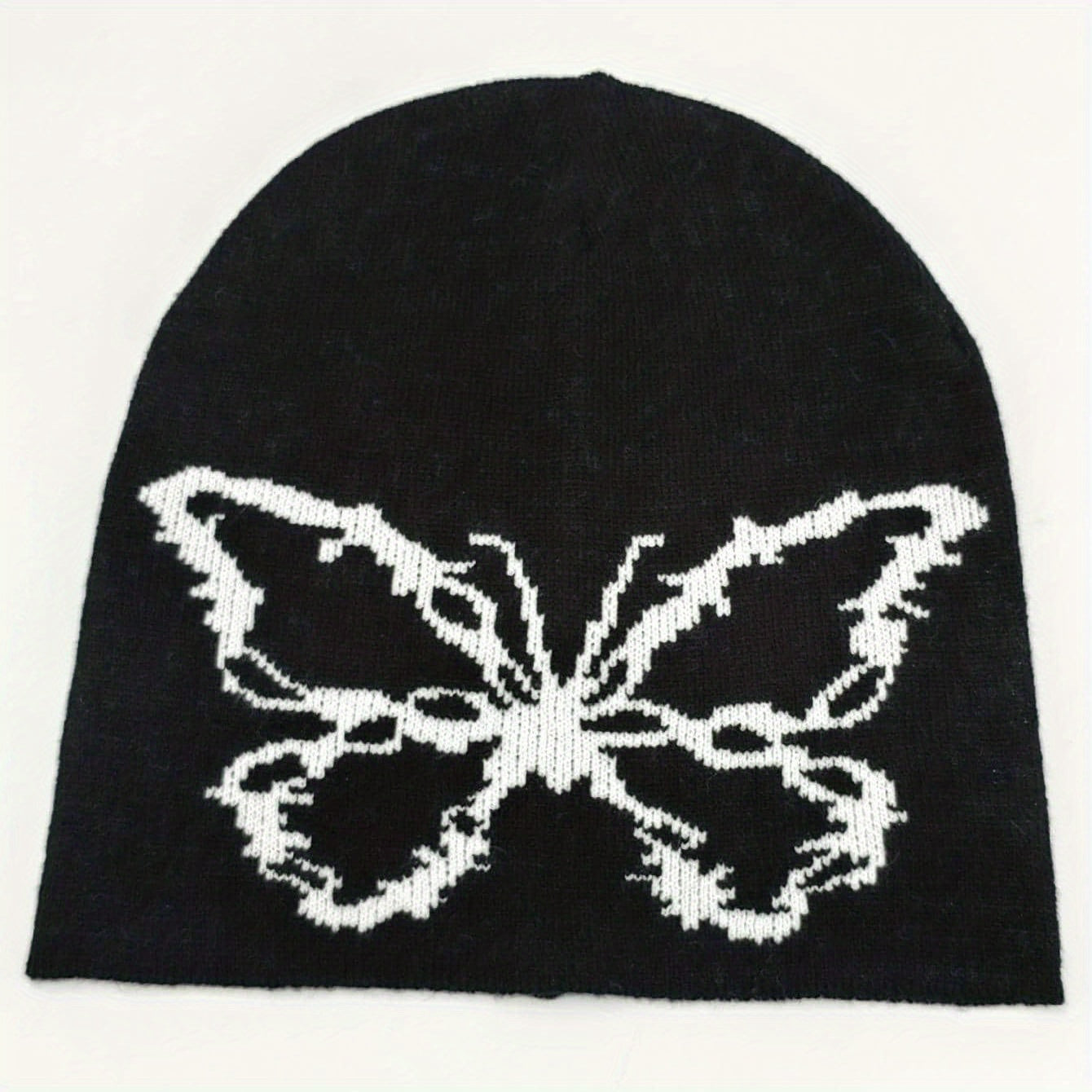 Butterfly Jacquard Beanie Soft Elastic Knit Hat for Women & Men