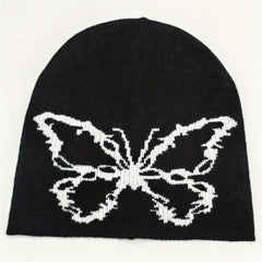 Butterfly Jacquard Beanie Soft Elastic Knit Hat for Women & Men