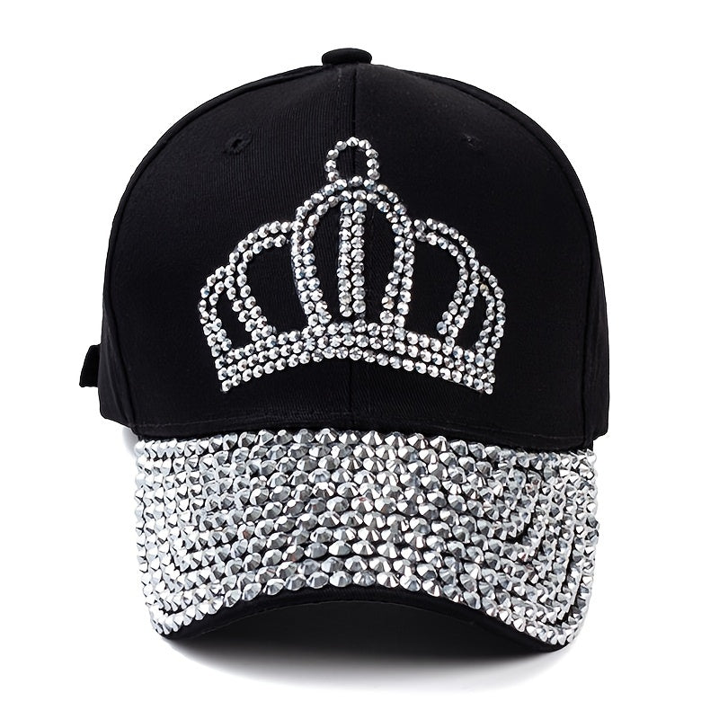 Crown Rhinestone Baseball Cap Ladies Snapback Denim Hat Valentines