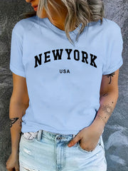 USA Letter Graphic Versatile T-shirts Loose Casual Sports Summer Top