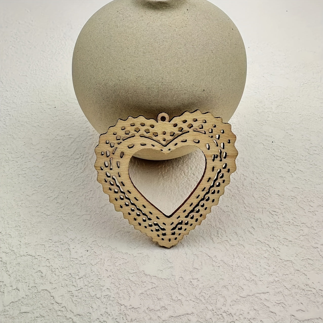10 Heart Shape Wooden Sliced Pendant Engraved Hanging Ornament