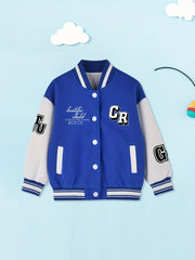 Boys Letter Print Varsity Jacket Long Sleeve