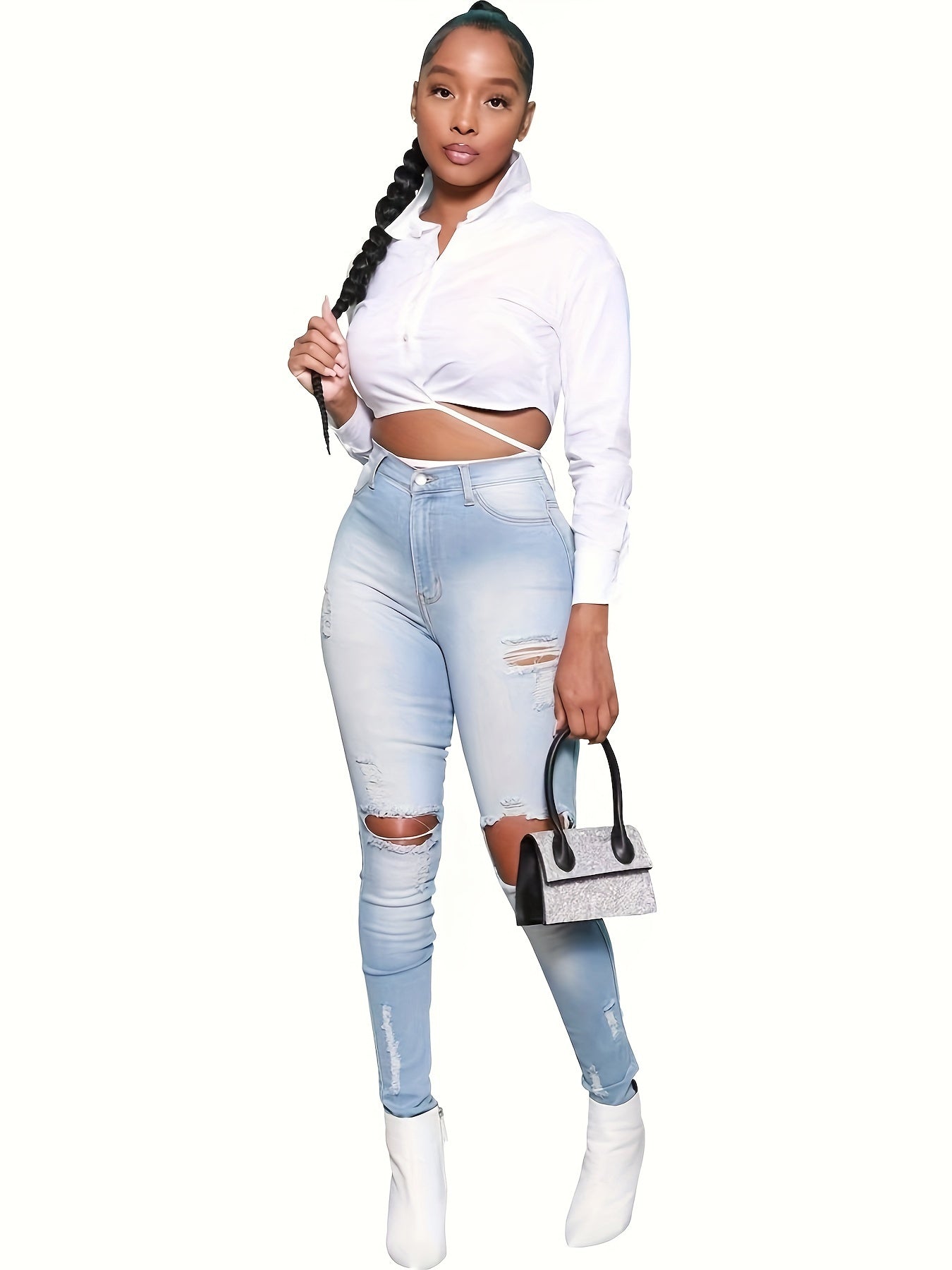 Ripped High Rise Skinny Jeans