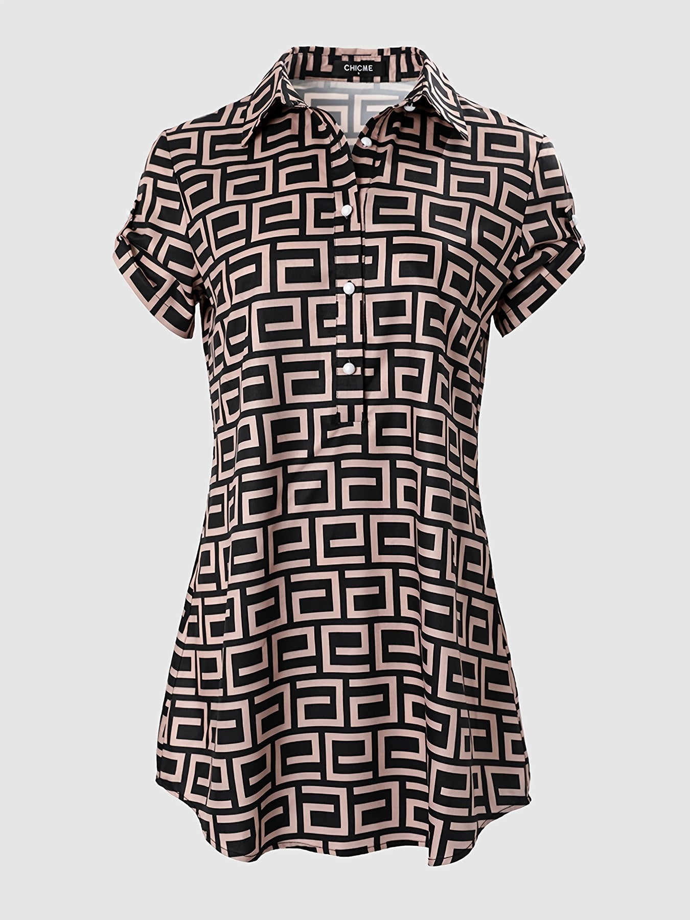 Short Sleeve Lapel Casual Dress Button Up for Summer & Spring