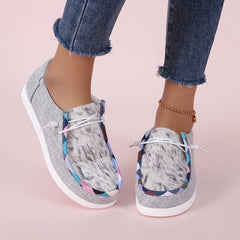 Women's Lace Up Canvas Shoes Casual Slip On Flat Shoes Lightweight