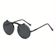 Metal Steampunk Dual Use Sunglasses with Small Round Frame
