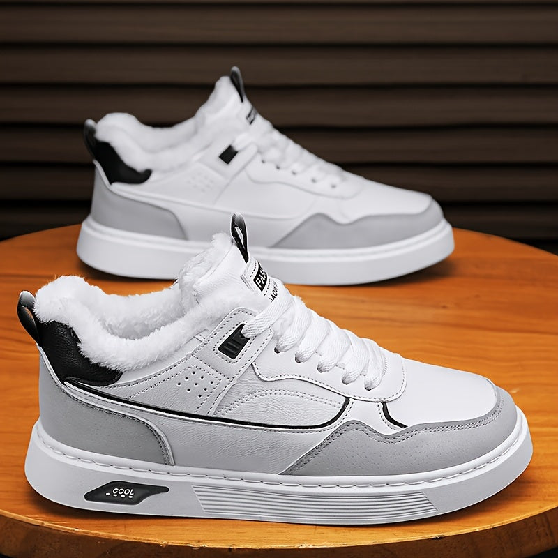Men's Winter Skate Shoes Warm Plush Lining Non Slip Lace Up Outdoor Shoes