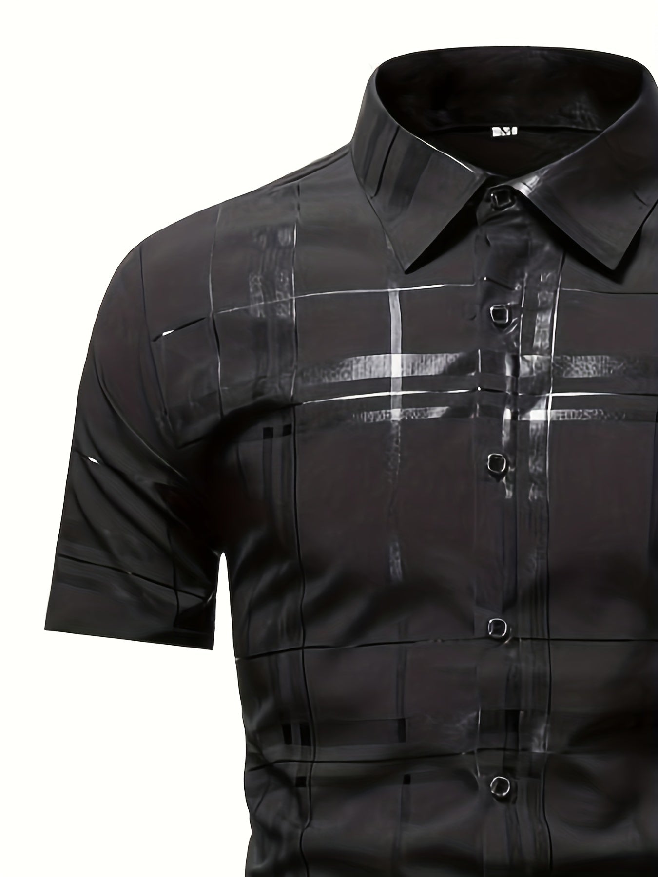 Men's Stripe Print Short Sleeve Shirt for Summer