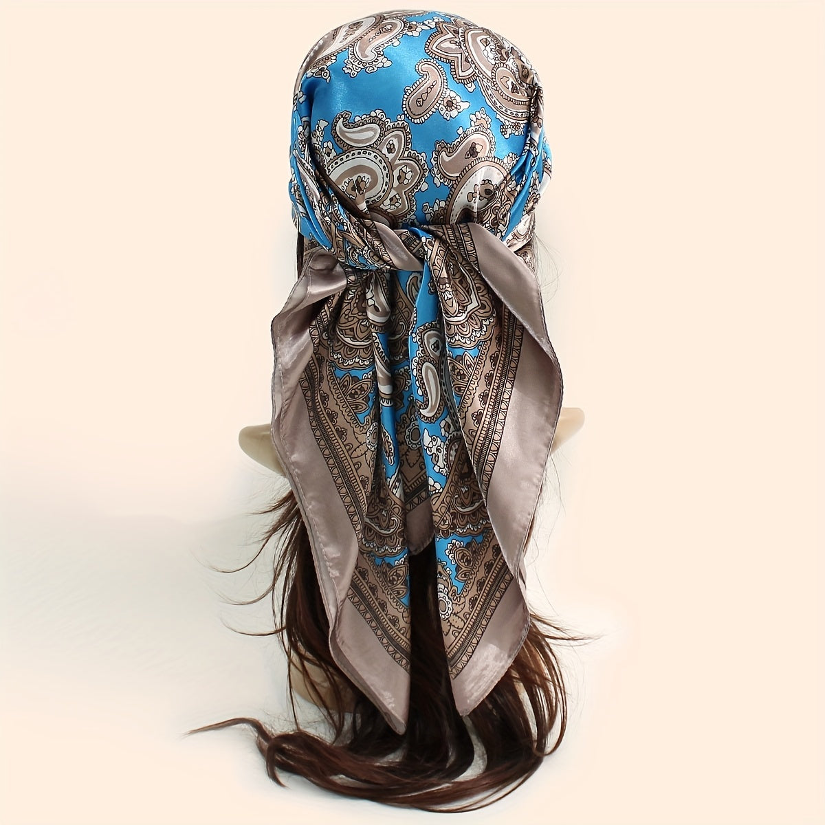 Classic Paisley Print Square Scarf Silk Bandana Vintage Satin Shawl