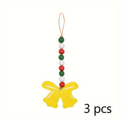 3pcs Christmas Beaded Garland Wooden Deer Snowman Pendant
