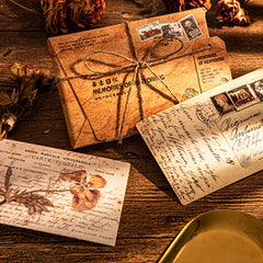 30 Retro Postcards with Hemp Rope