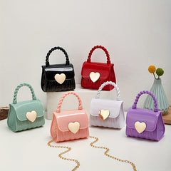 Girls Mini PVC Handheld Bag with Love Decoration for Party & Holiday