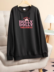 Women's Plus Cowboy Hat & Letter Print Lounge Top
