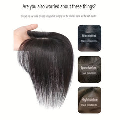 100% Human Hair Mono Topper Clip In Hair Piece for Women - Natural Look