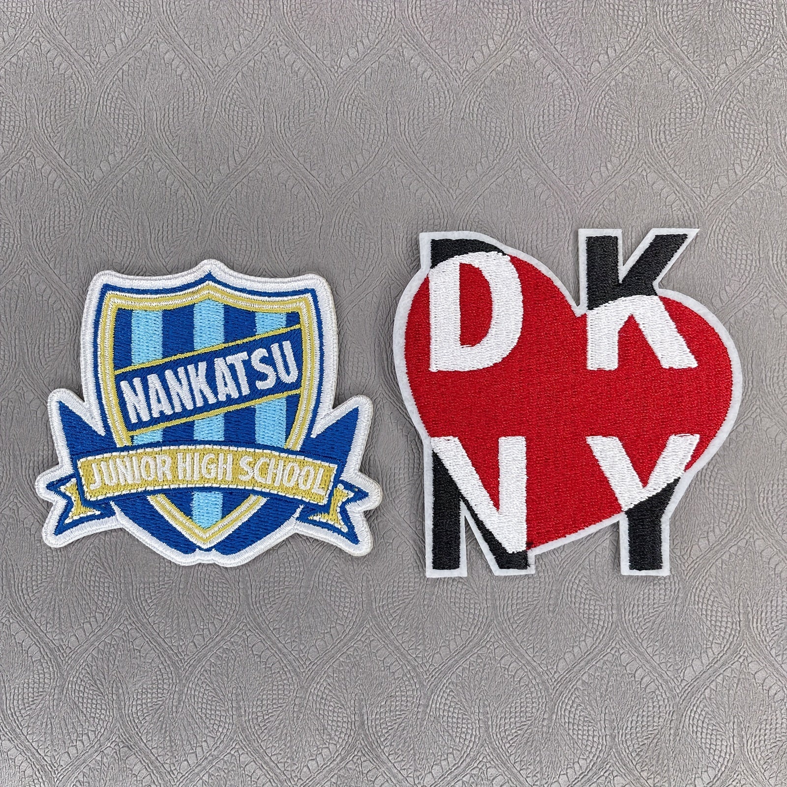 Striped Shield & Red Love Letters Embroidery Pins Set
