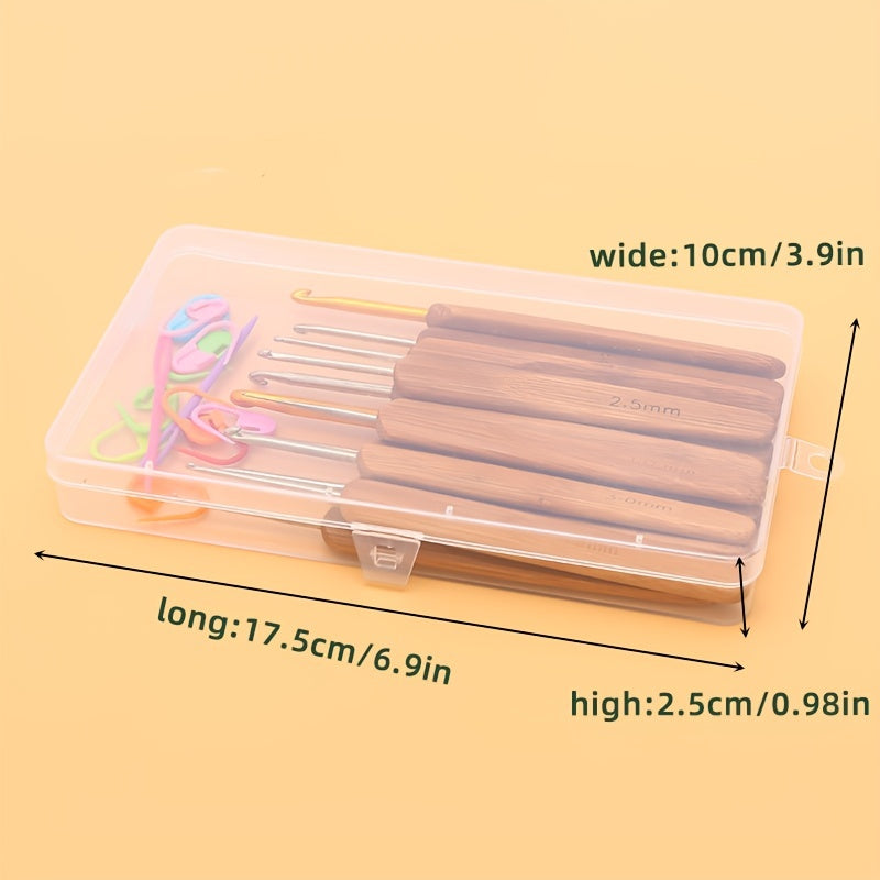 Crochet Hook Kit Bamboo Handle Needles DIY Weave Yarn Sewing