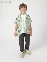 MARC&JANIE Puppy Graphic Cotton Linen Shirt For Summer