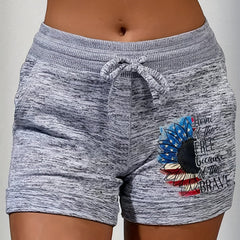 Flower & Letter Drawstring Shorts for Spring & Summer