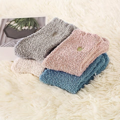 4 Pairs Heart Print Socks Warm Fuzzy Women's Stockings