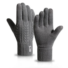 Double Layer Thick Knit Gloves with Fleece & Touch Screen Access
