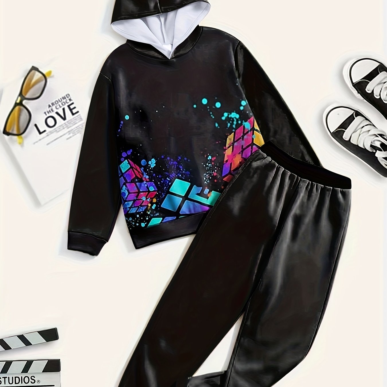 Kids 2pc Sports Suits Hoodies Jogger Pants Comfy Casual Outfits Boys Girls