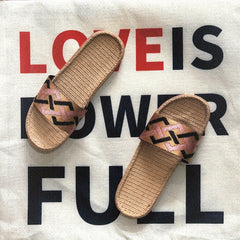 Men's Linen Non Slip Slides Comfortable Quick Drying Slides