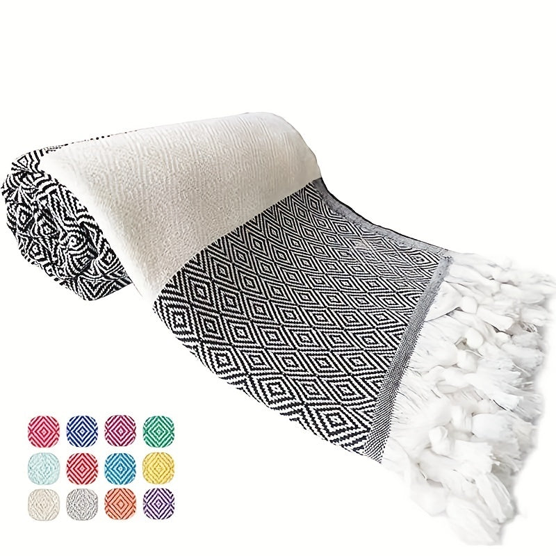 Jacquard Rhombus Beach Towel Quick Dry 71x39in