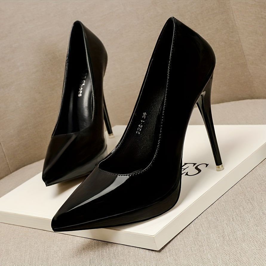 Women's Point Toe Stiletto Heel Patent Leather Shoes