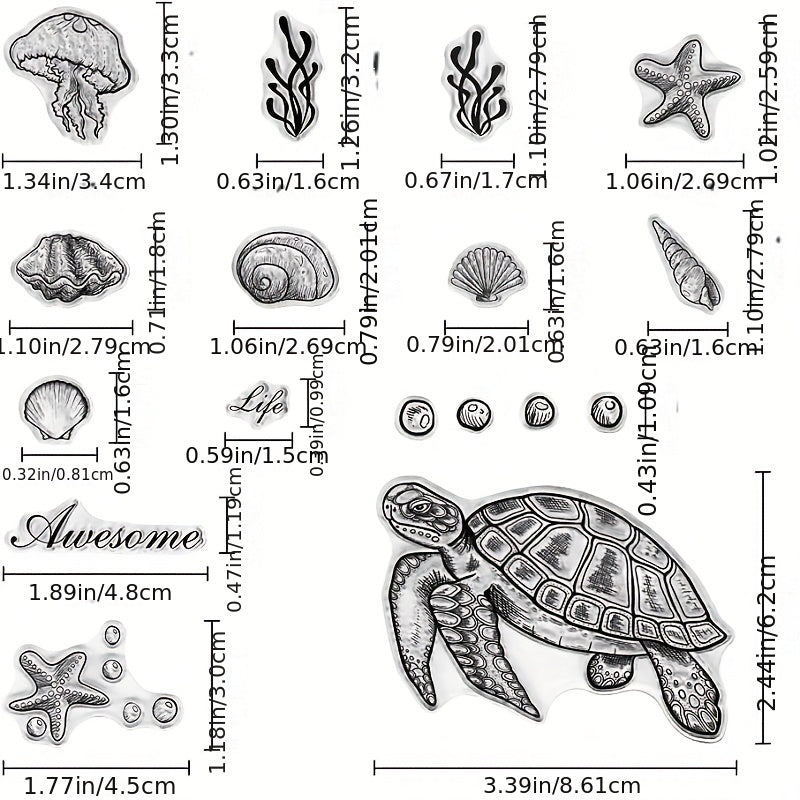 Summer Marine Animals Series Rubber Seal Stamps for Card Making