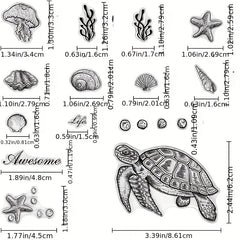 Summer Marine Animals Series Rubber Seal Stamps for Card Making