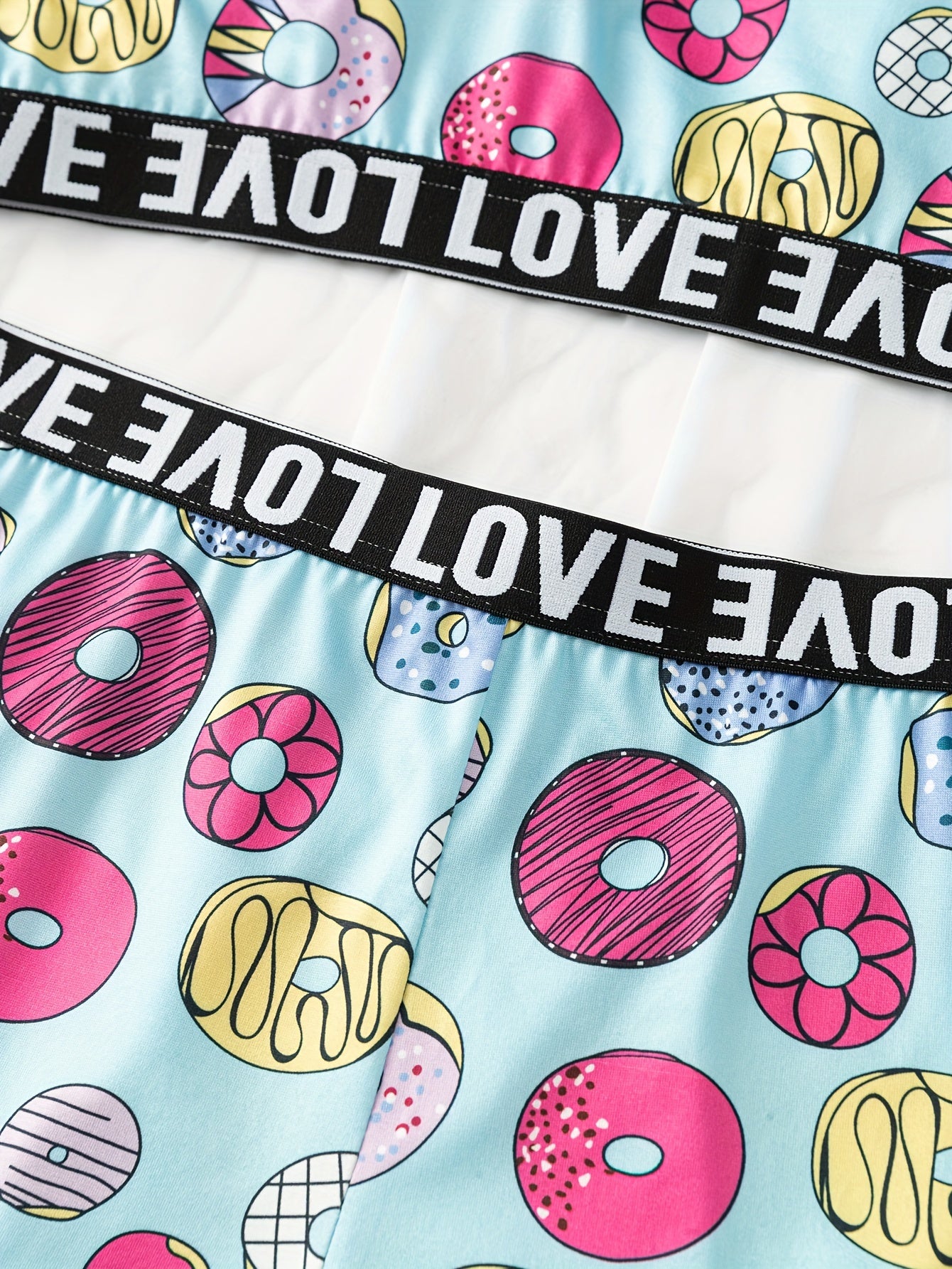 Donut Print Crop Tank Top & Shorts Set