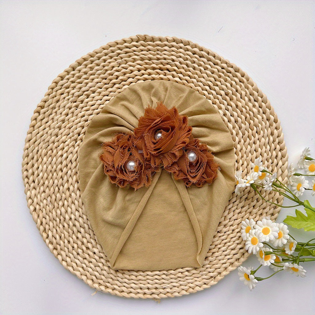 Baby Girls Flowers Decor Cap Soft Elastic Head Wrap