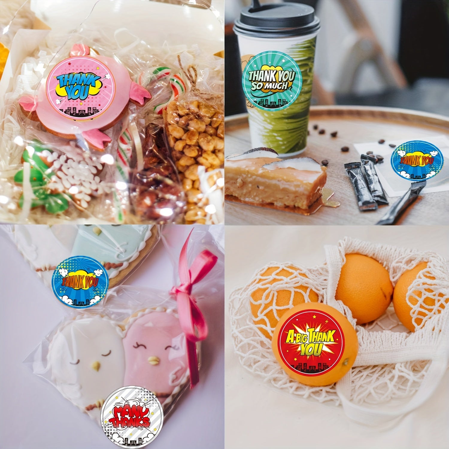 100pcs E-commerce Thank You Stickers, Colorful Round Stickers, 5.08 cm