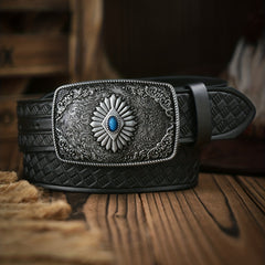 Vintage Sapphire Pattern Buckle Belt for Men