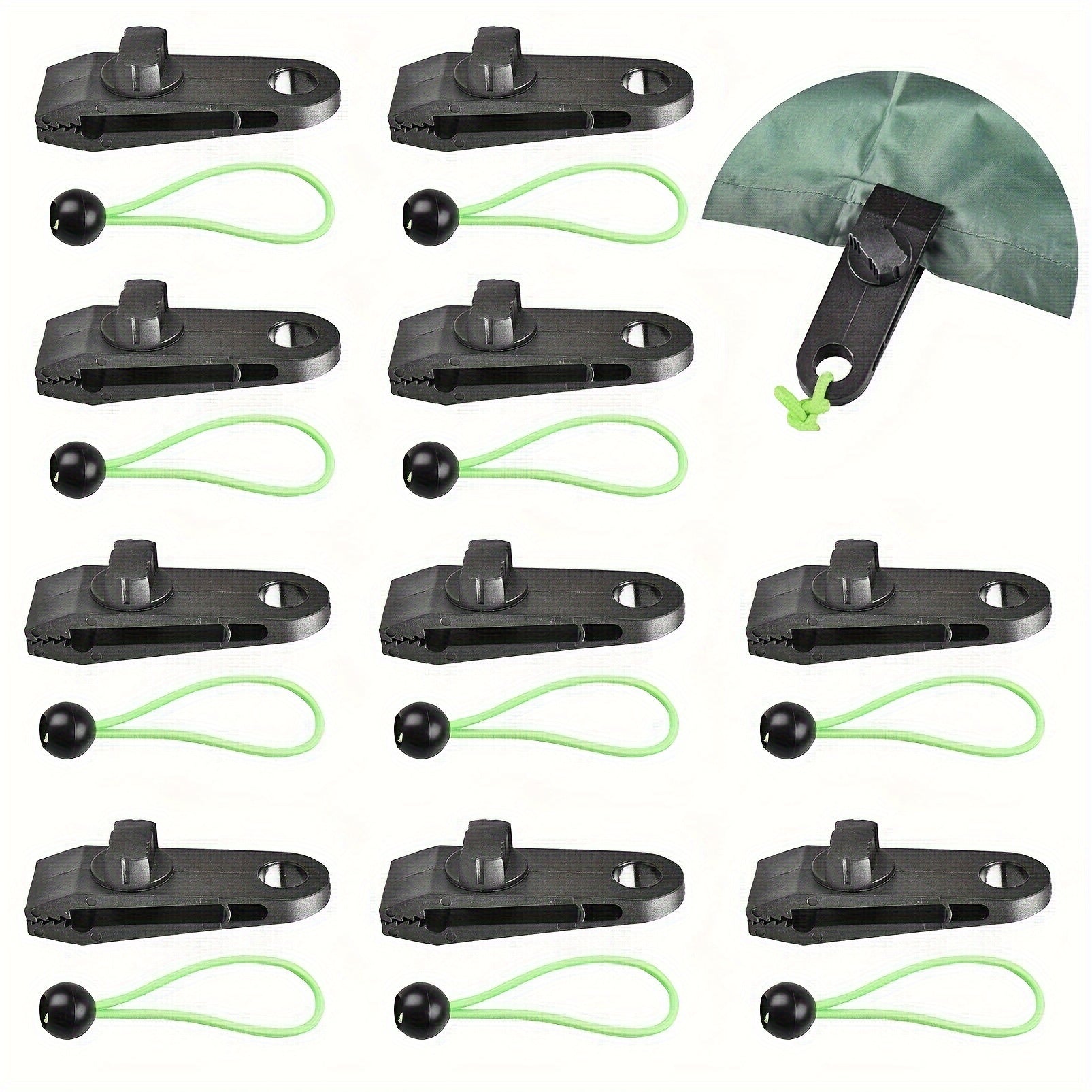 20pcs Tent Canopy Clip Buckle Kit with Binding Ropes Tarp Clips