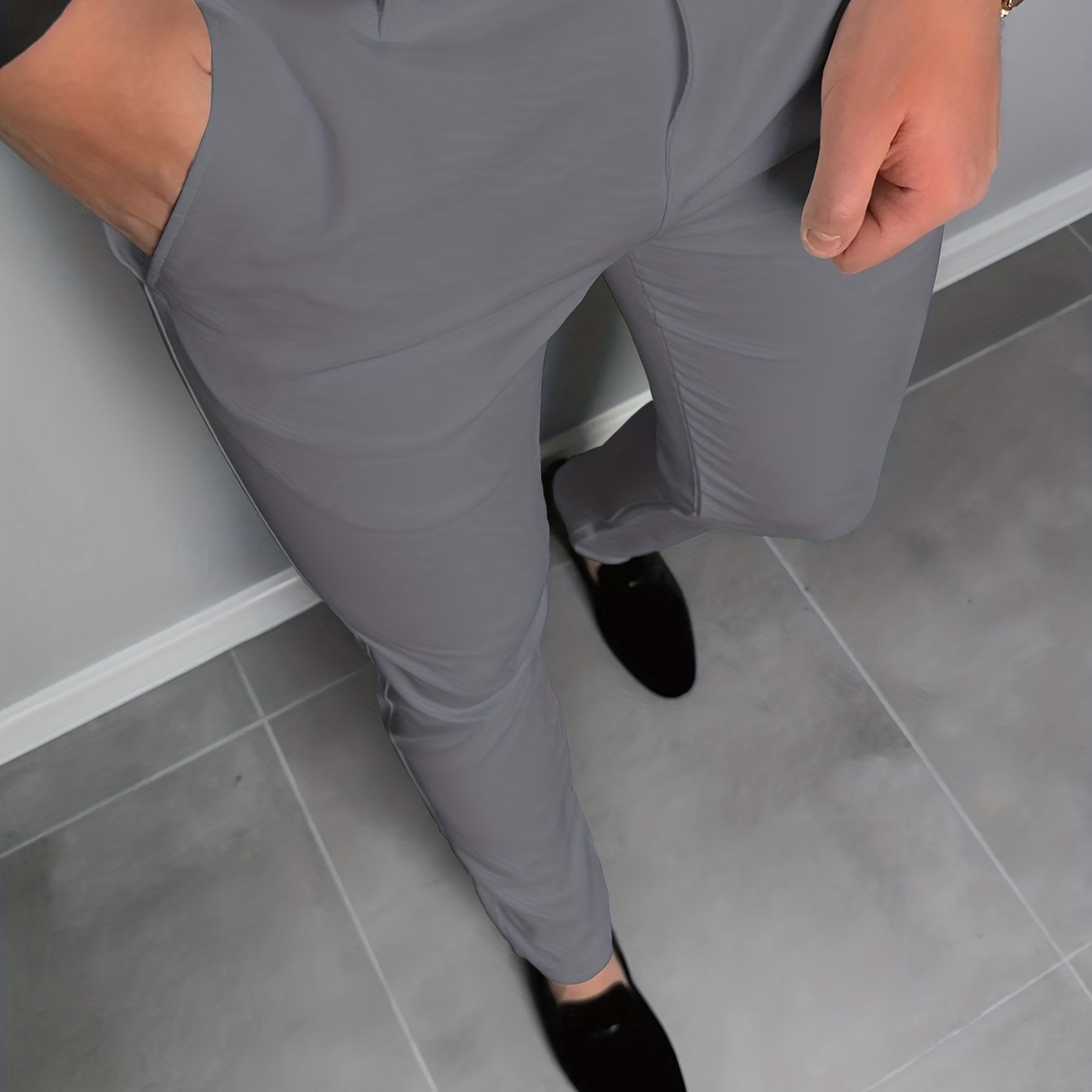Slim Fit Stretch Dress Pants Men Semi-Formal Business Slacks