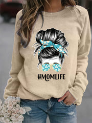 Mom Life Print Loose Sweatshirt Women's