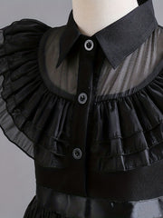 Girls Halloween Party Sleeveless Dress with Ruffled Trim