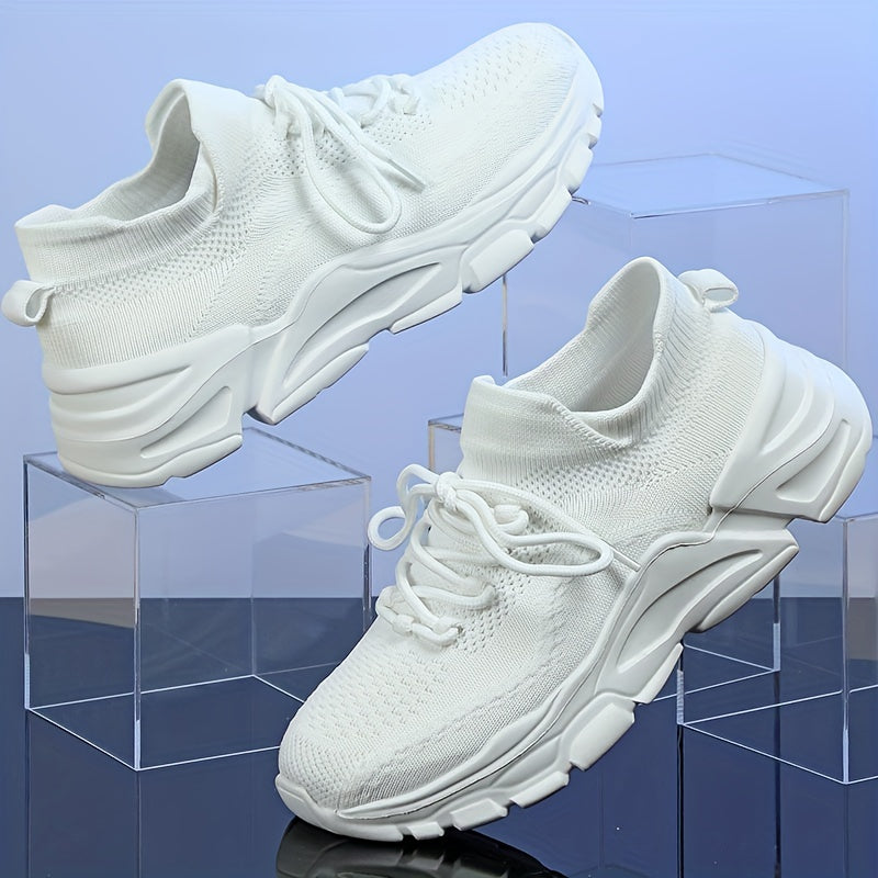 Women Mesh Panel Knit Sneaker Slip On Low Round Toe Breathable Shoes