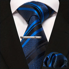 3pcs Striped Tie And Pocket Square Set for Men