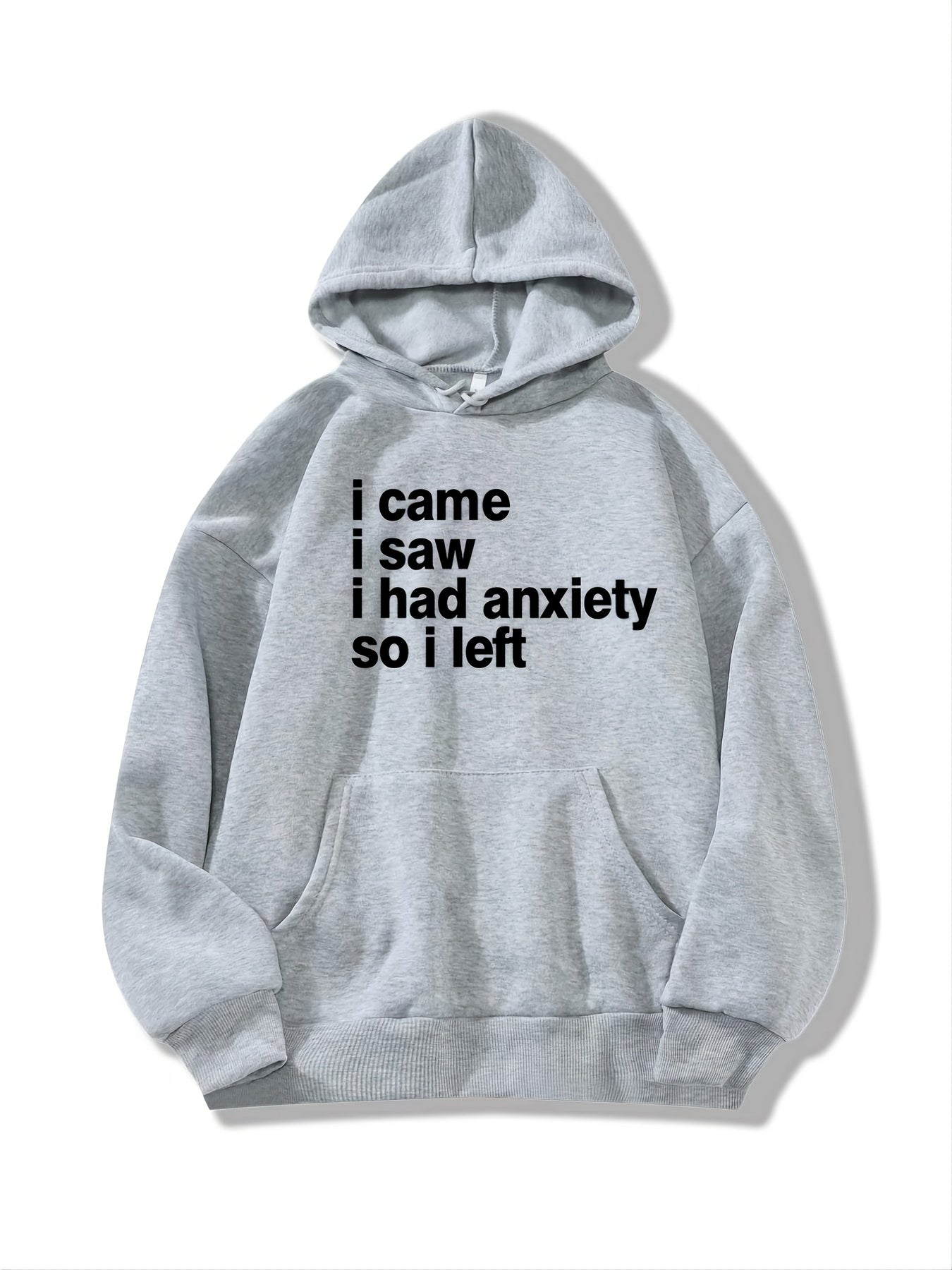 Letter Print Drawstring Hoodie Loose Hooded Sweatshirt