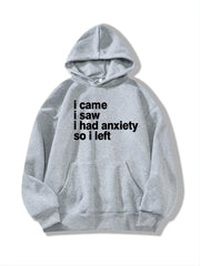 Letter Print Drawstring Hoodie Loose Hooded Sweatshirt