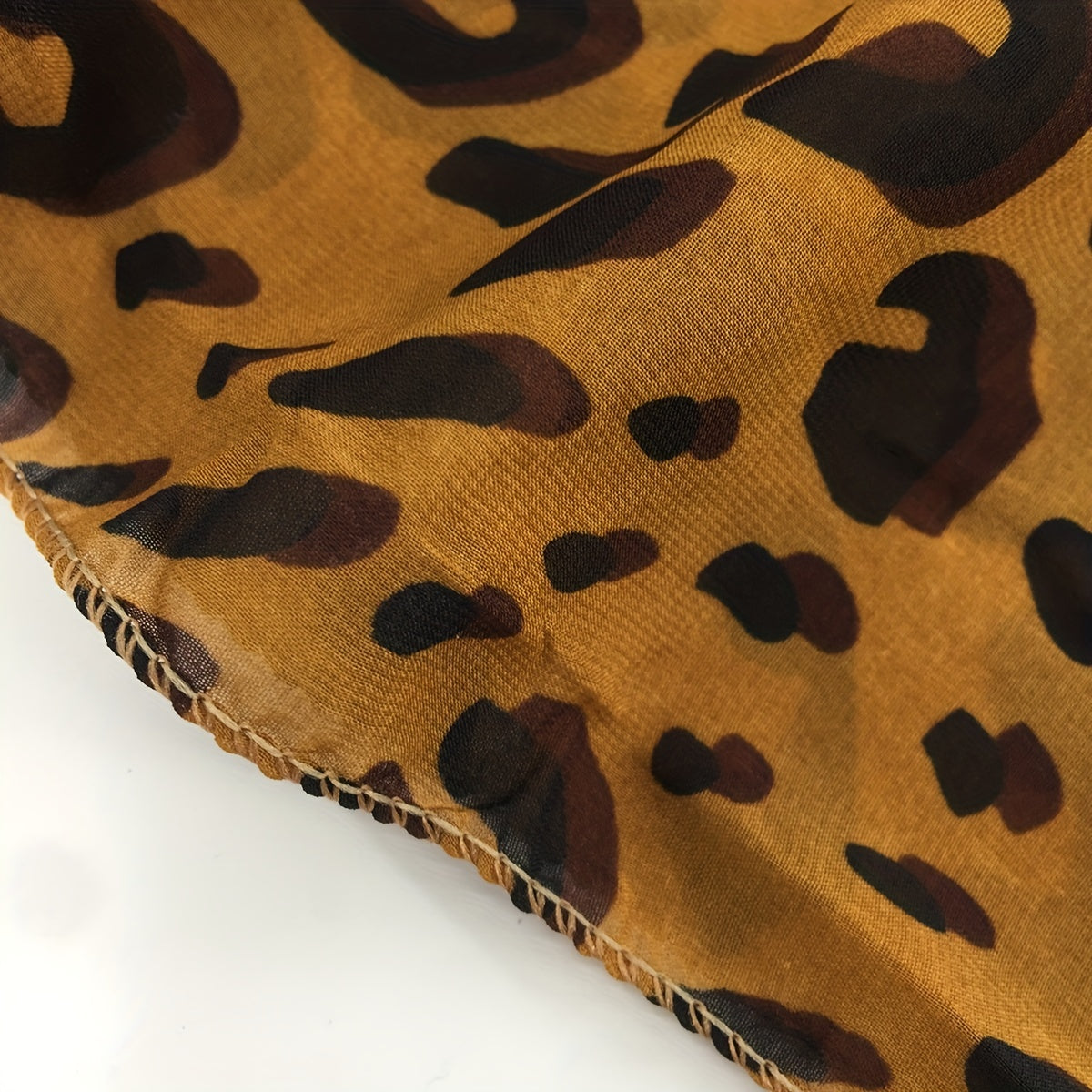 Leopard Print Neck Scarf Chiffon Neckerchief Women Windproof Warm Wrap