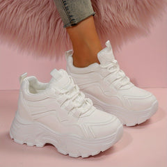 Women's Lace Up Platform Chunky Sneakers Thick Sole Walking Shoes