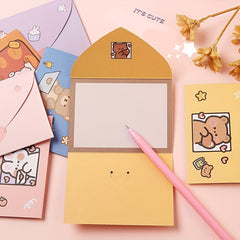 10pcs Cartoon Greeting Card Envelope DIY Message Small Card Birthday Postcard