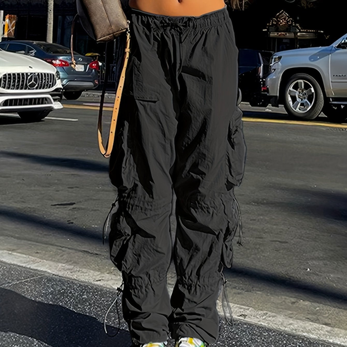 Vintage Workout Cargo Pants Elastic Waist Drawstring