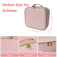 Travel Makeup Train Case With Lighted Mirror & Organizer