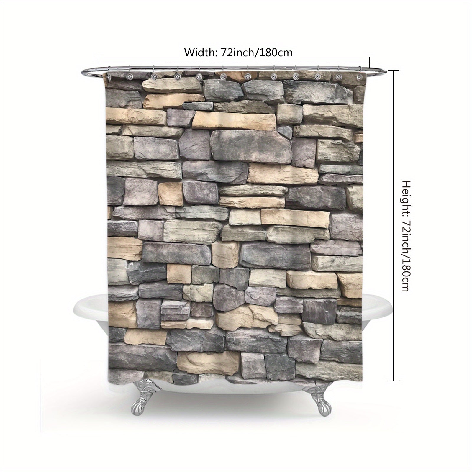 Digital Stone Wall Shower Curtain Polyester Waterproof Bathroom Partition